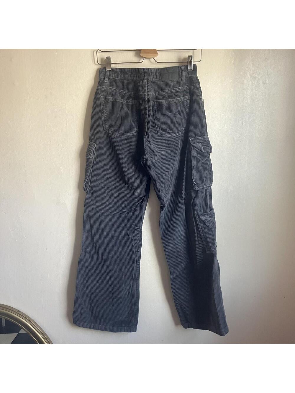 Corduroy Cargo Pants Y2K Grunge Skater High Rise Wide Leg Blue Grey Women’s 4 - Picture 9 of 9